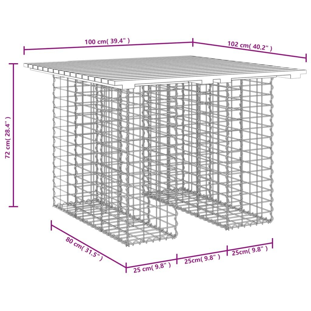 Dārza sols vidaXL, 100x102x72 cm, brūns cena un informācija | Dārza soli | 220.lv