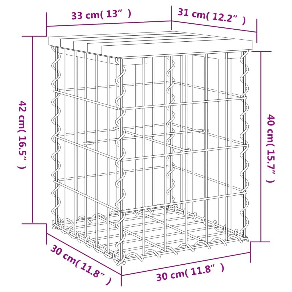 Dārza sols vidaXL, 33x31x42 cm, brūns cena un informācija | Dārza soli | 220.lv