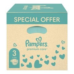 Подгузники Pampers Premium Care размер 3, 6–10 кг, 120 шт. + ПОДАРОК Harmonie Aqua 48 салфетки для младенцев цена и информация | Подгузники | 220.lv