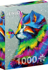 Puzle Spilgts kaķis un tauriņš, 1000 d. cena un informācija | Puzles, 3D puzles | 220.lv