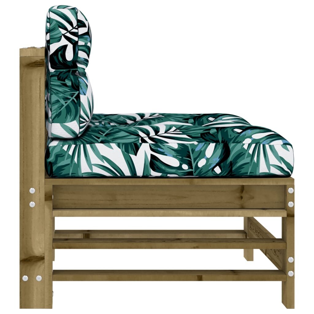 Vidējais dīvāns ar matračiem vidaXL, brūns/zaļš cena un informācija | Dārza krēsli | 220.lv