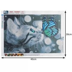 Набор алмазной мозаики Кошка с бабочкой 30 x 30 см цена и информация | Алмазная мозаика | 220.lv