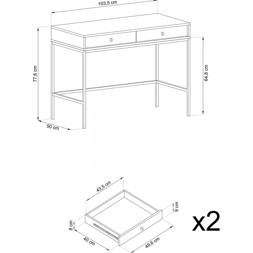 Kosmētikas galdiņš AKL Furniture Mono MT104, zils cena un informācija | Kosmētikas galdiņi | 220.lv