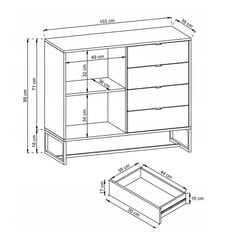 Kumode AKL Furniture Amber AK103, brūna cena un informācija | Kumodes | 220.lv