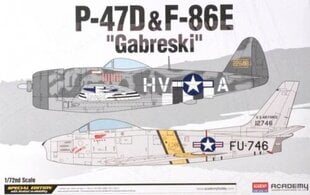 Līmējošais modelis Academy 12530 P-47D & F-86E Gabreski Limited Edition 1/72 cena un informācija | Līmējamie modeļi | 220.lv