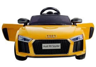 Bērnu vienvietīgs elektromobilis Audi R8, dzeltens cena un informācija | Bērnu elektroauto | 220.lv