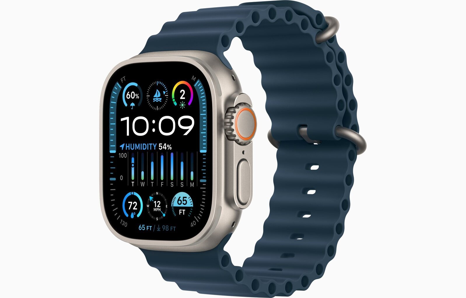 Apple Watch Ultra 2 GPS + Cellular, 49mm Titanium Case with Blue Ocean Band MREG3EL/A цена и информация | Viedpulksteņi (smartwatch) | 220.lv