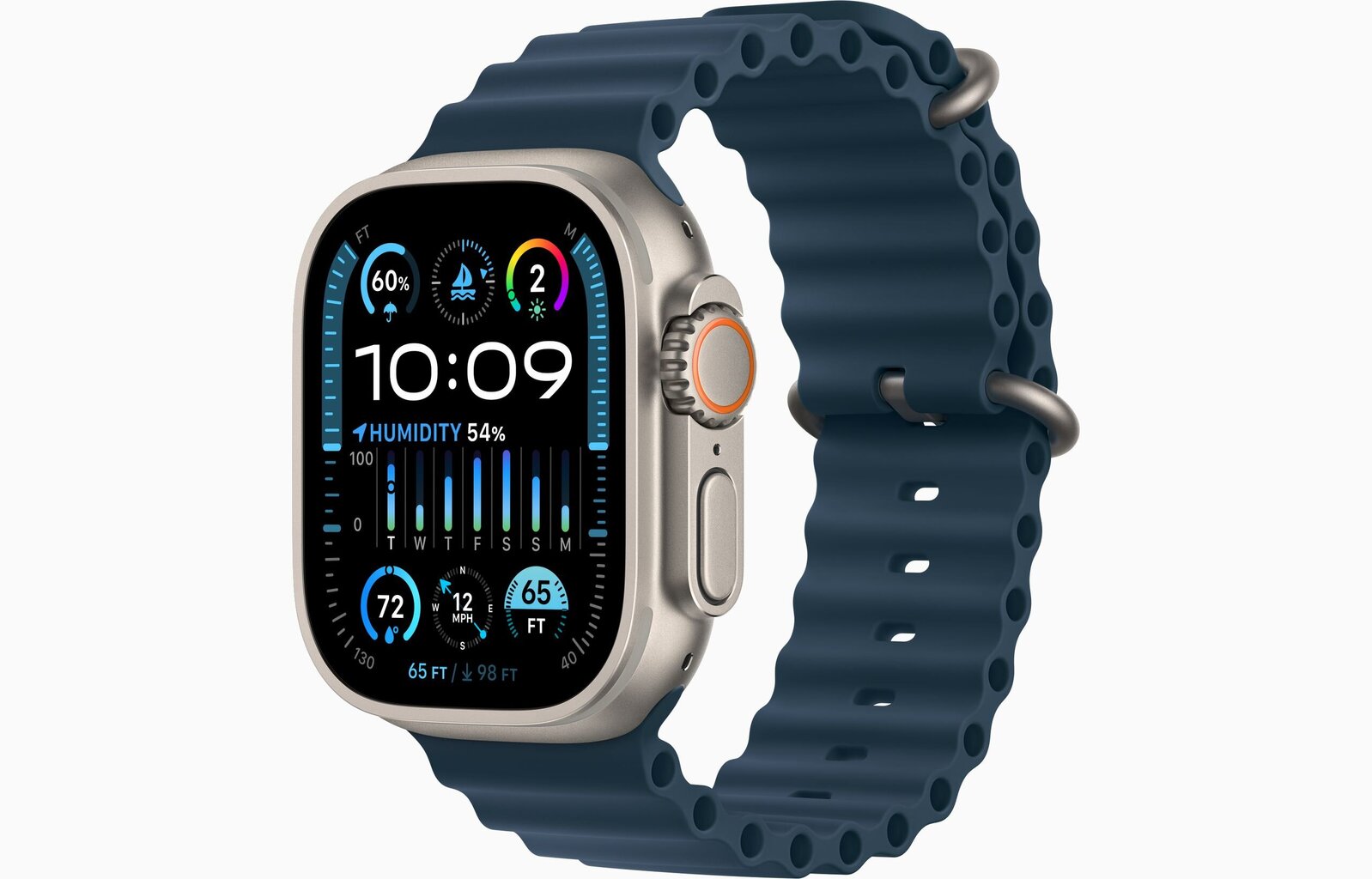Apple Watch Ultra 2 GPS + Cellular, 49mm Titanium Case with Blue Ocean Band MREG3UL/A cena un informācija | Viedpulksteņi (smartwatch) | 220.lv