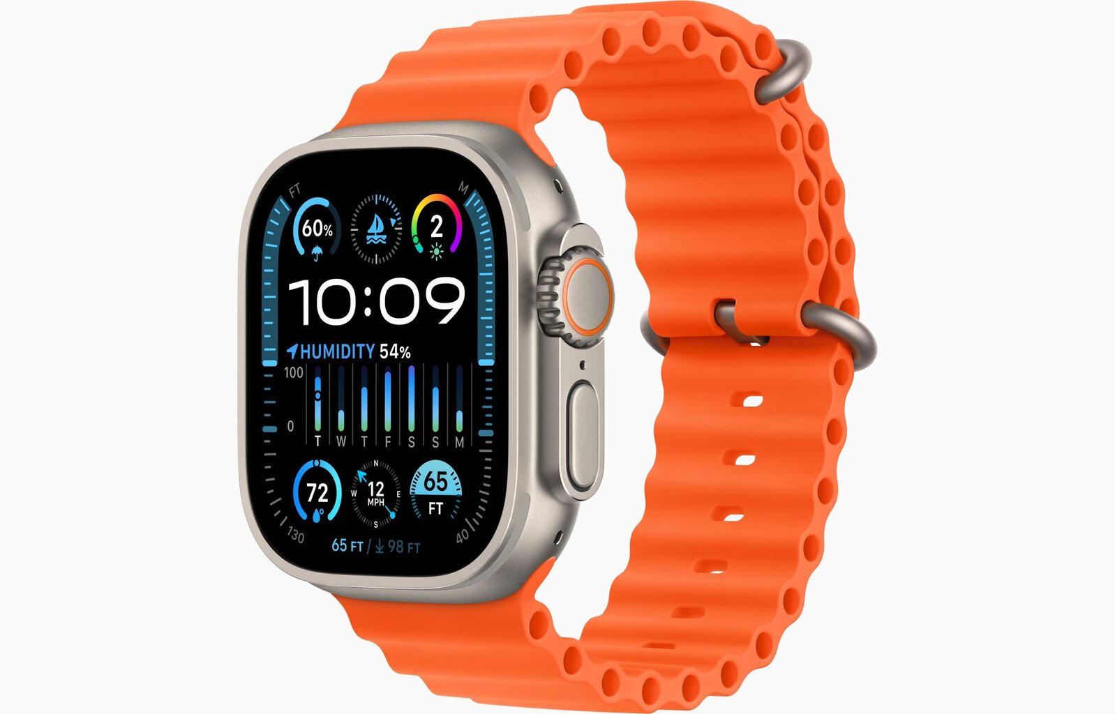 Apple Watch Ultra 2 GPS + Cellular, 49mm Titanium Case with Orange Ocean Band MREH3EL/A cena un informācija | Viedpulksteņi (smartwatch) | 220.lv
