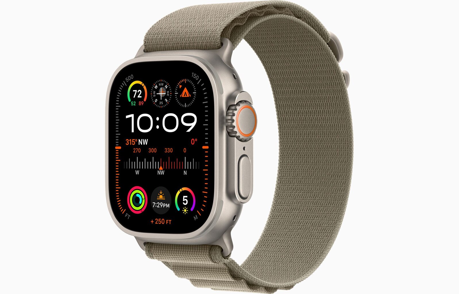 Apple Watch Ultra 2 GPS + Cellular, 49mm Titanium Case with Olive Alpine Loop - Small MREX3EL/A цена и информация | Viedpulksteņi (smartwatch) | 220.lv