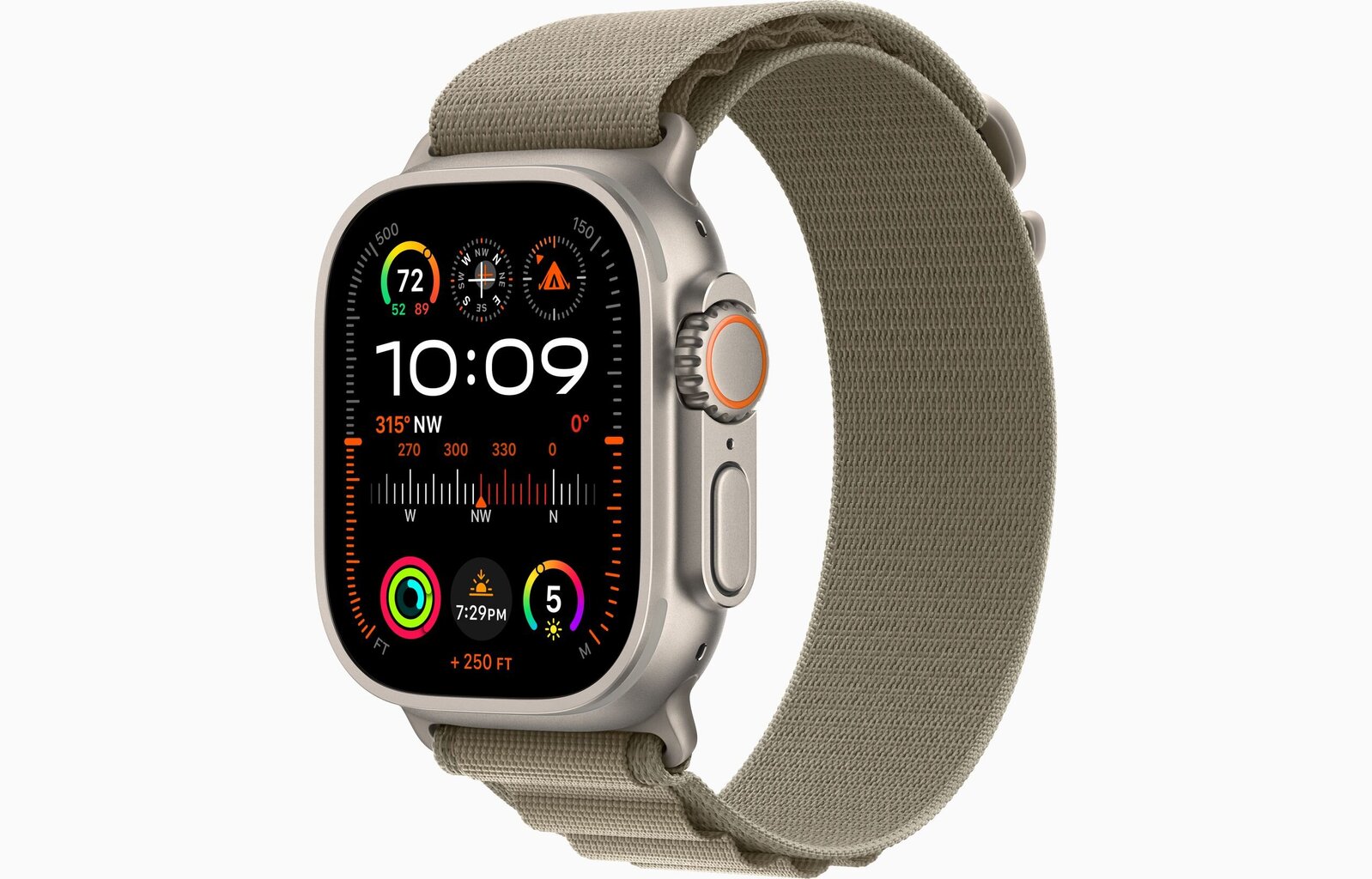 Apple Watch Ultra 2 GPS + Cellular, 49mm Titanium Case with Olive Alpine Loop - Small MREX3UL/A цена и информация | Viedpulksteņi (smartwatch) | 220.lv