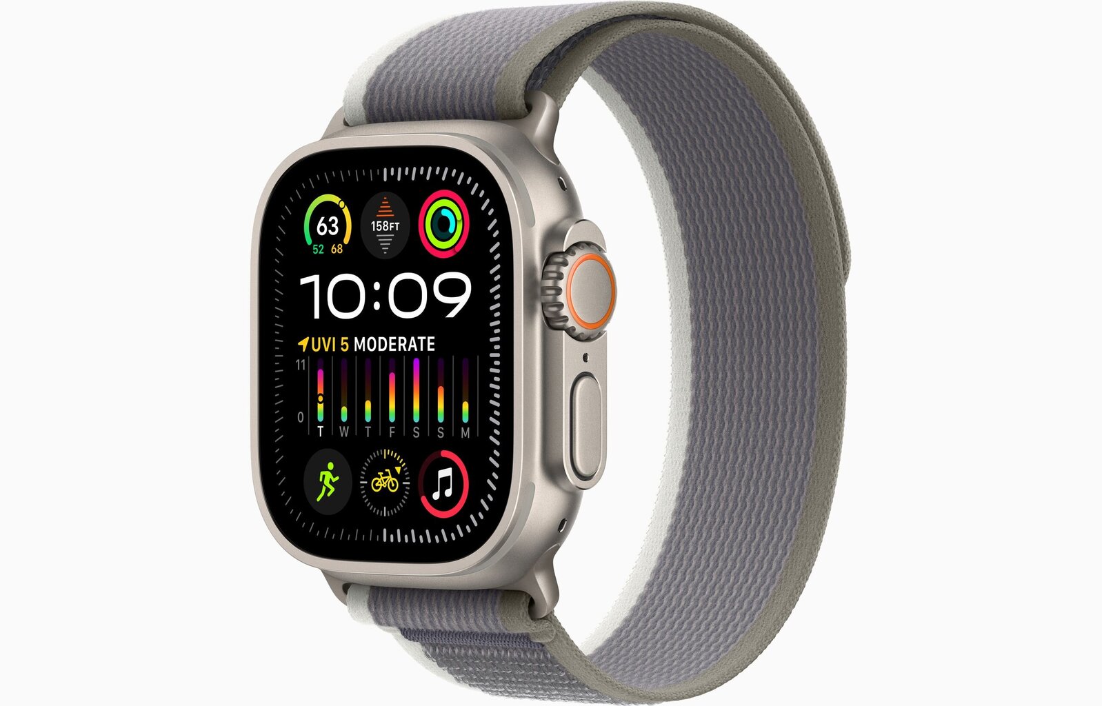 Apple Watch Ultra 2 GPS + Cellular, 49mm Titanium Case with Green/Grey Trail Loop - S/M MRF33UL/A cena un informācija | Viedpulksteņi (smartwatch) | 220.lv