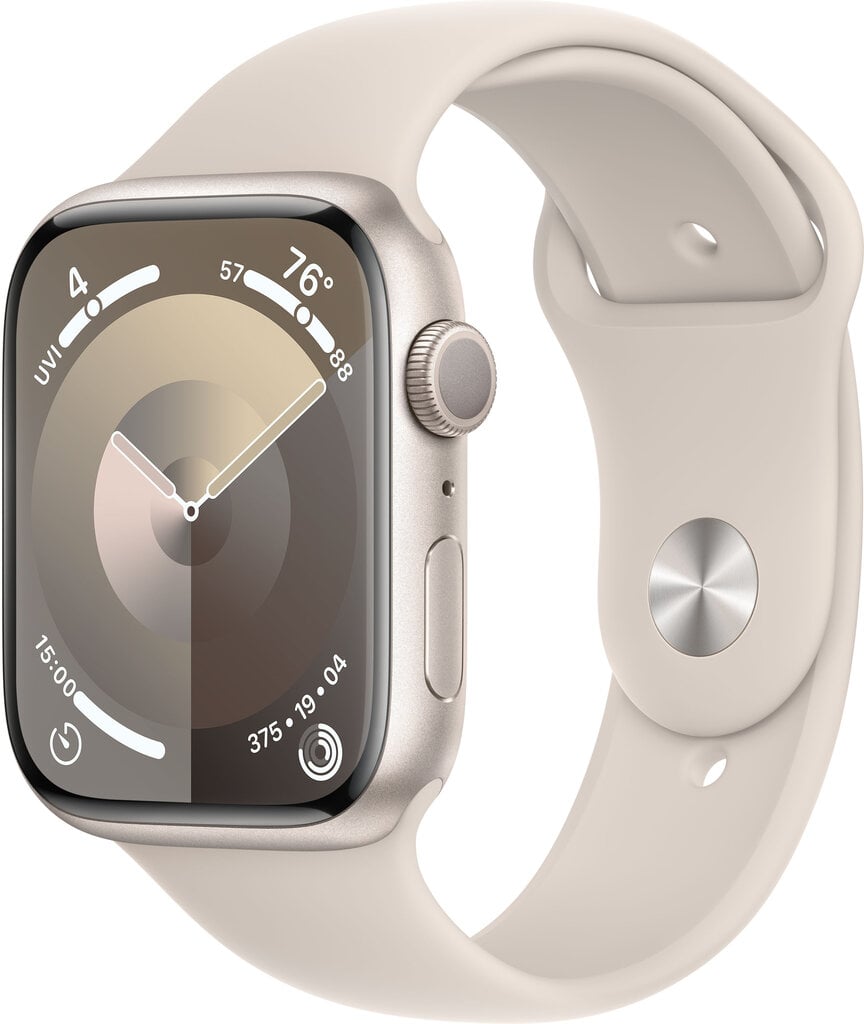 Apple Watch Series 9 GPS 41mm Starlight Aluminium Case with Starlight Sport Band - S/M - MR8T3ET/A cena un informācija | Viedpulksteņi (smartwatch) | 220.lv