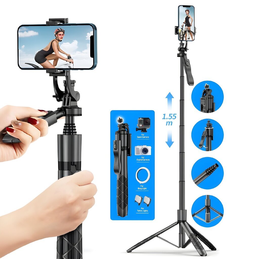 360 grādu panorāmas pašbildes nūja ar tālvadības pulti un statīvu, Livman L16 (selfie stick) cena un informācija | Selfie Sticks | 220.lv