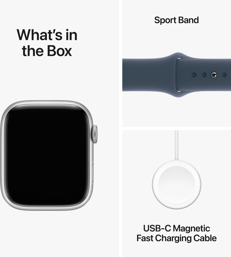 Apple Watch Series 9 41mm Silver Aluminum/Storm Blue Sport Band cena un informācija | Viedpulksteņi (smartwatch) | 220.lv