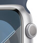 Apple Watch Series 9 GPS 41mm Silver Aluminium Case with Storm Blue Sport Band - M/L - MR913ET/A cena un informācija | Viedpulksteņi (smartwatch) | 220.lv