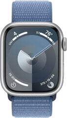 Apple Watch Series 9 GPS 41mm Silver Aluminium Case with Winter Blue Sport Loop - MR923ET/A cena un informācija | Viedpulksteņi (smartwatch) | 220.lv