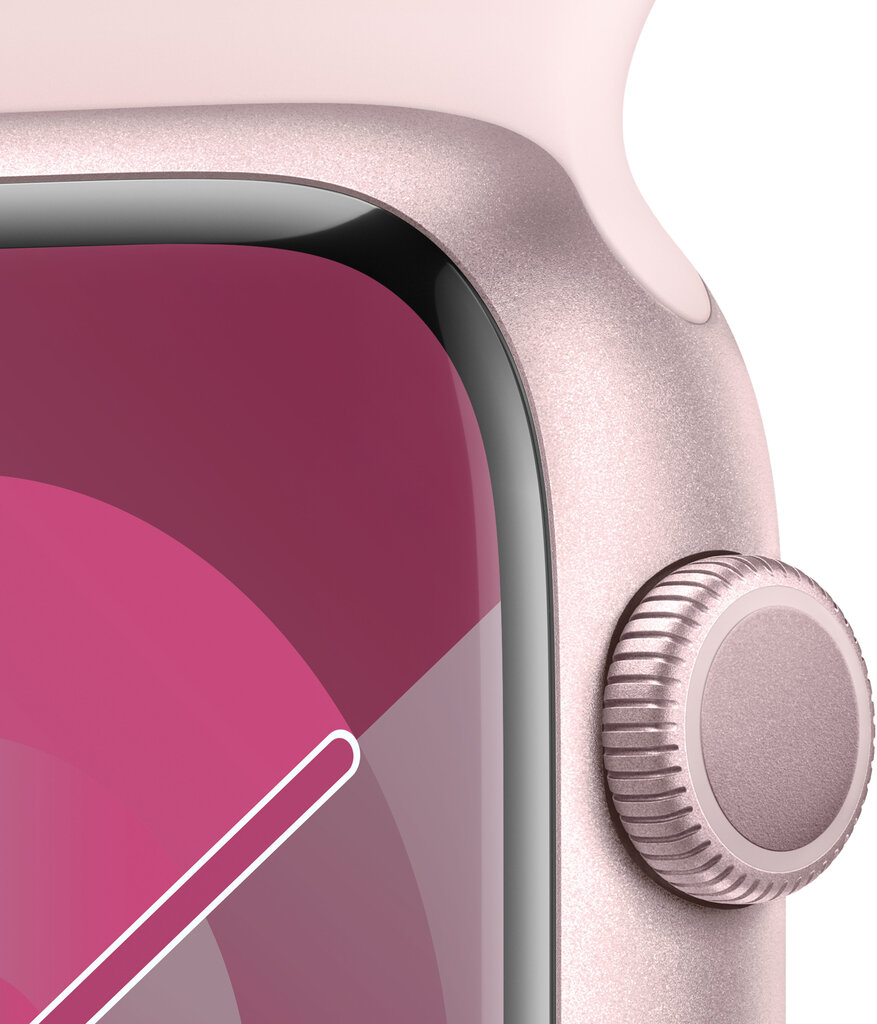 Apple Watch Series 9 GPS 41mm Pink Aluminium Case with Light Pink Sport Band - M/L MR943ET/A цена и информация | Viedpulksteņi (smartwatch) | 220.lv