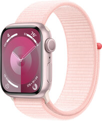 Apple Watch Series 9 GPS 41mm Pink Aluminium Case with Light Pink Sport Loop MR953ET/A cena un informācija | Viedpulksteņi (smartwatch) | 220.lv