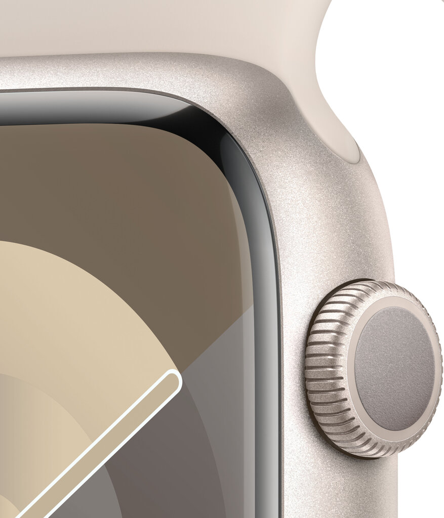 Apple Watch Series 9 GPS 45mm Starlight Aluminium Case with Starlight Sport Band - S/M - MR963ET/A cena un informācija | Viedpulksteņi (smartwatch) | 220.lv