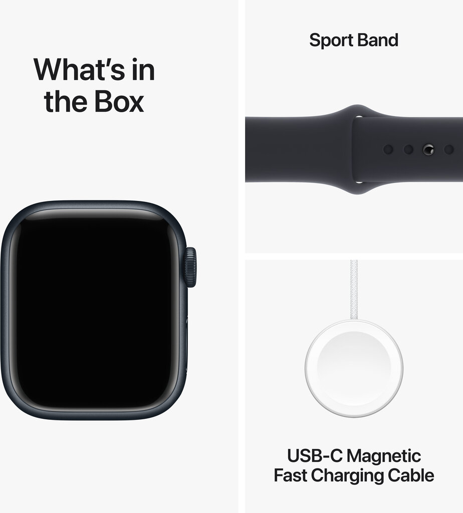 Apple Watch Series 9 GPS 45mm Midnight Aluminium Case with Midnight Sport Band - S/M - MR993ET/A cena un informācija | Viedpulksteņi (smartwatch) | 220.lv