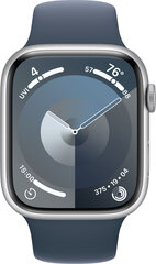 Apple Watch Series 9 GPS 45mm Silver Aluminium Case with Storm Blue Sport Band - S/M - MR9D3ET/A цена и информация | Смарт-часы (smartwatch) | 220.lv