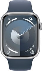 Apple Watch Series 9 GPS 45mm Silver Aluminium Case with Storm Blue Sport Band - M/L - MR9E3ET/A цена и информация | Смарт-часы (smartwatch) | 220.lv