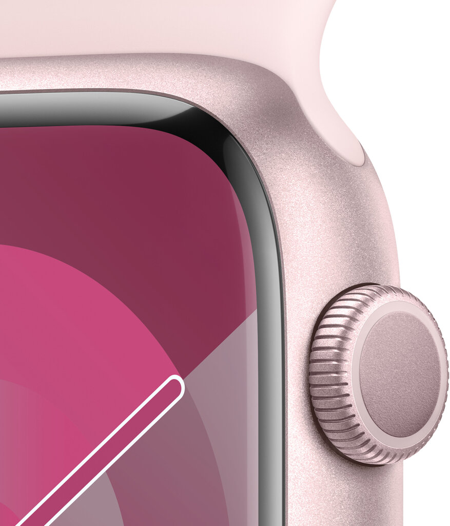 Apple Watch Series 9 GPS 45mm Pink Aluminium Case with Light Pink Sport Band - M/L - MR9H3ET/A cena un informācija | Viedpulksteņi (smartwatch) | 220.lv