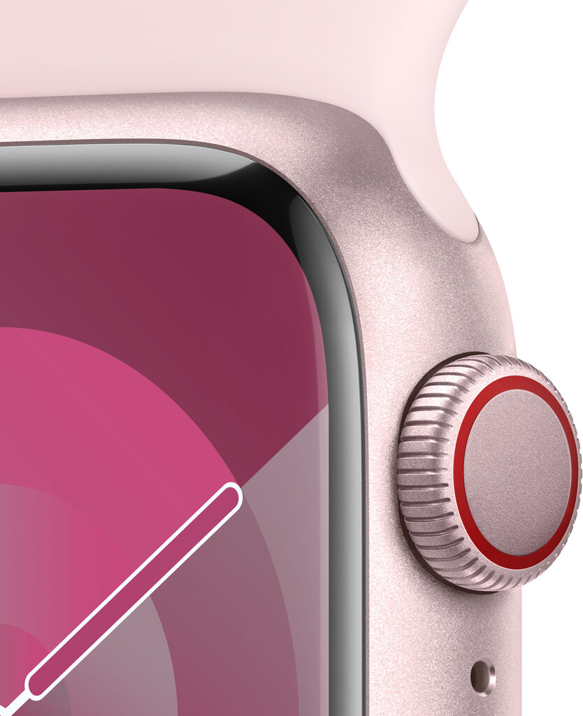 Apple Watch Series 9 GPS + Cellular 41mm Pink Aluminium Case with Light Pink Sport Band - M/L MRJ03ET/A цена и информация | Viedpulksteņi (smartwatch) | 220.lv