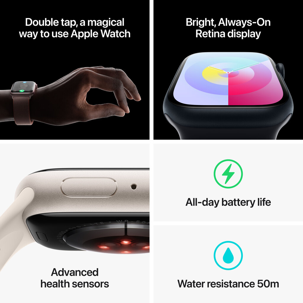 Apple Watch Series 9 GPS + Cellular 41mm Pink Aluminium Case with Light Pink Sport Loop MRJ13ET/A цена и информация | Viedpulksteņi (smartwatch) | 220.lv
