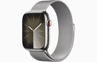 Apple Watch Series 9 GPS + Cellular 41mm Silver Stainless Steel Case with Silver Milanese Loop MRJ43ET/A цена и информация | Смарт-часы (smartwatch) | 220.lv