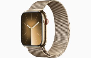 Apple Watch Series 9 GPS + Cellular 41mm Gold Stainless Steel Case with Gold Milanese Loop MRJ73ET/A цена и информация | Смарт-часы (smartwatch) | 220.lv