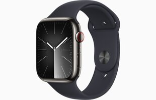 Apple Watch Series 9 GPS + Cellular 41mm Graphite Stainless Steel Case with Midnight Sport Band - S/M MRJ83ET/A cena un informācija | Viedpulksteņi (smartwatch) | 220.lv