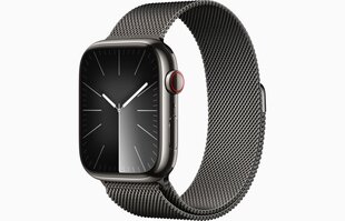 Apple Watch Series 9 GPS + Cellular 41mm Graphite Stainless Steel Case with Graphite Milanese Loop - MRJA3ET/A цена и информация | Смарт-часы (smartwatch) | 220.lv