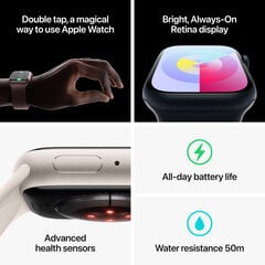 Apple Watch Series 9 GPS + Cellular 45mm Starlight Aluminium Case with Starlight Sport Loop MRMA3ET/A цена и информация | Смарт-часы (smartwatch) | 220.lv