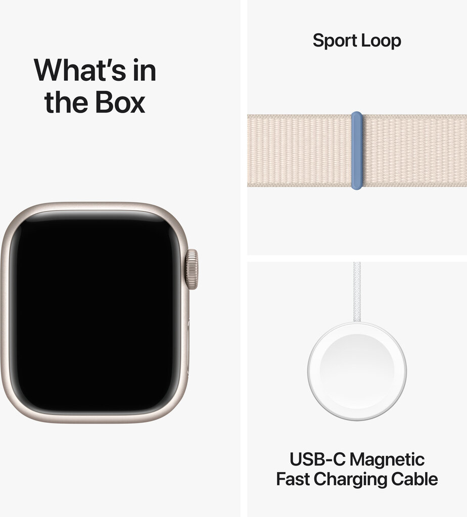 Apple Watch Series 9 45mm Starlight Aluminum/Starlight Sport Loop cena un informācija | Viedpulksteņi (smartwatch) | 220.lv