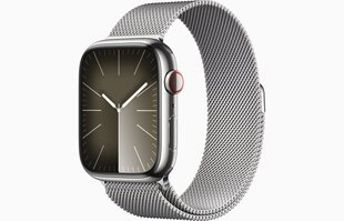 Apple Watch Series 9 GPS + Cellular 45mm Silver Stainless Steel Case with Silver Milanese Loop - MRMQ3ET/A цена и информация | Смарт-часы (smartwatch) | 220.lv