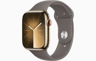 Apple Watch Series 9 GPS + Cellular 45mm Gold Stainless Steel Case with Clay Sport Band - S/M MRMR3ET/A цена и информация | Смарт-часы (smartwatch) | 220.lv