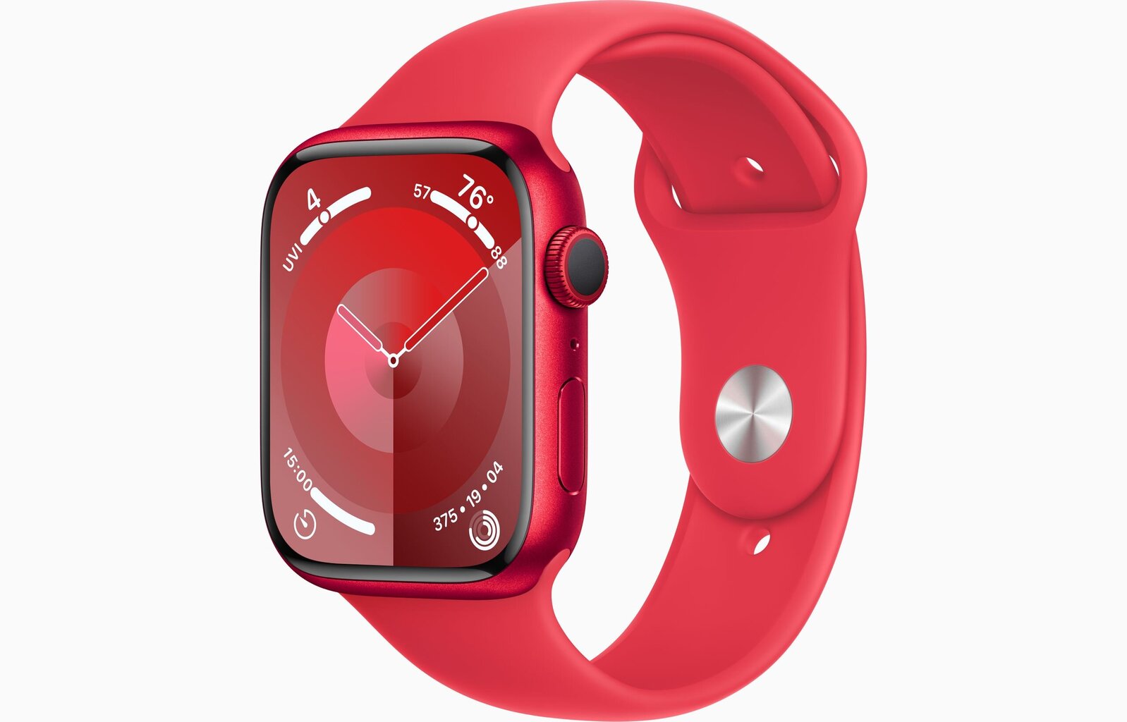 Apple Watch Series 9 GPS 45mm (PRODUCT)RED Aluminium Case with (PRODUCT)RED Sport Band - S/M MRXJ3ET/A cena un informācija | Viedpulksteņi (smartwatch) | 220.lv
