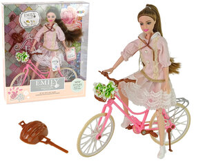 Lelle Emily ar rozā velosipēdu un ķiveri cena un informācija | Rotaļlietas meitenēm | 220.lv