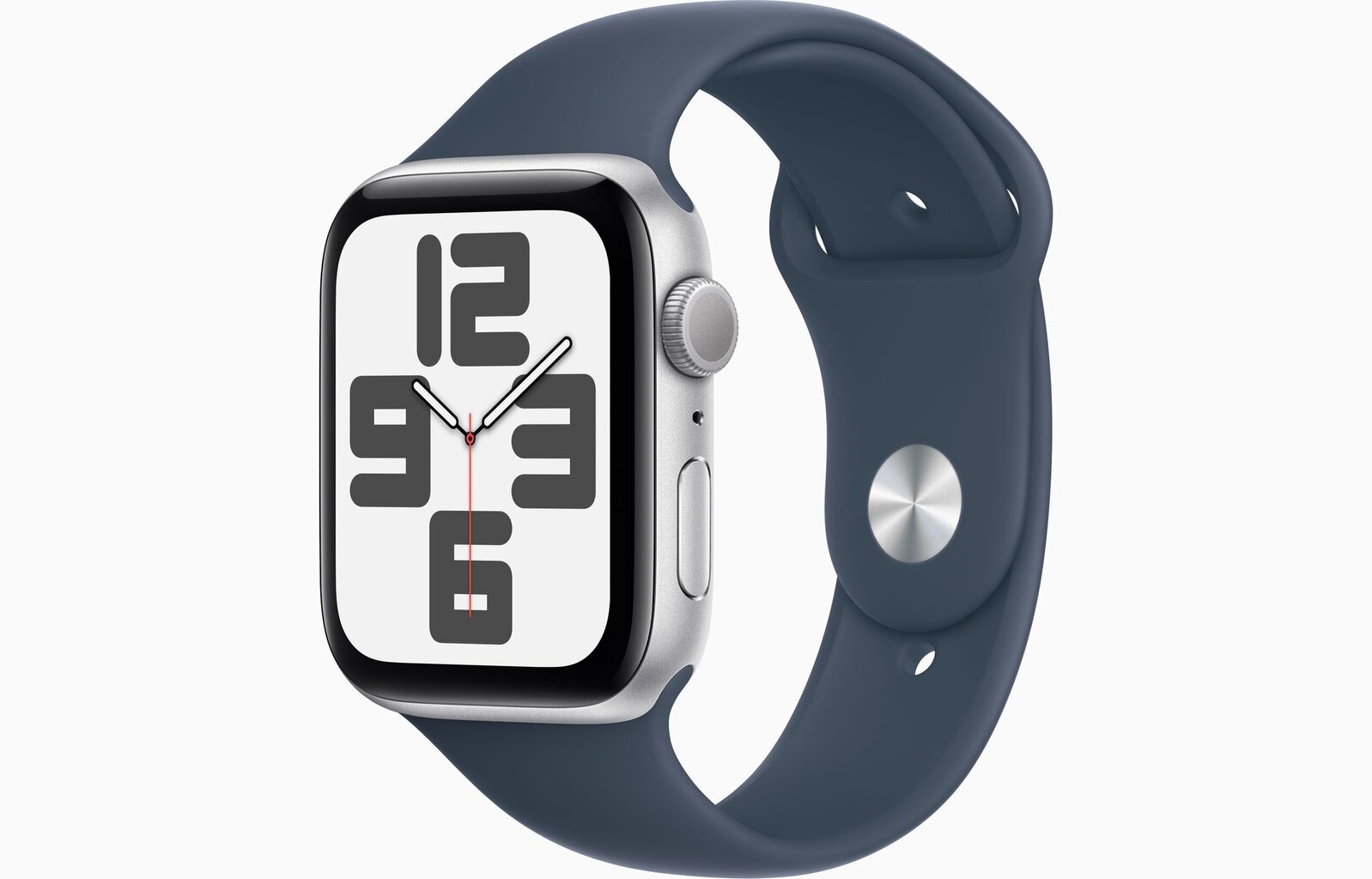 Apple Watch SE GPS 44mm Silver Aluminium Case with Storm Blue Sport Band - S/M - MREC3ET/A cena un informācija | Viedpulksteņi (smartwatch) | 220.lv