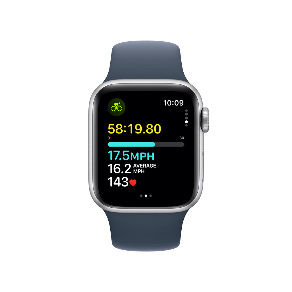 Apple Watch SE GPS + Cellular 40mm Silver Aluminium Case with Storm Blue Sport Band - S/M - MRGJ3ET/A цена и информация | Viedpulksteņi (smartwatch) | 220.lv