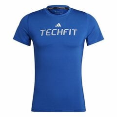 Vīriešu Krekls ar Īsām Piedurknēm Adidas techfit Graphic Zils cena un informācija | Sporta apģērbs vīriešiem | 220.lv