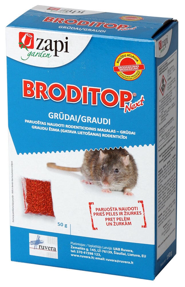 Grauzēju inde BRODITOP graudi (150 gr) цена и информация | Dzīvnieku atbaidīšanas līdzekļi | 220.lv