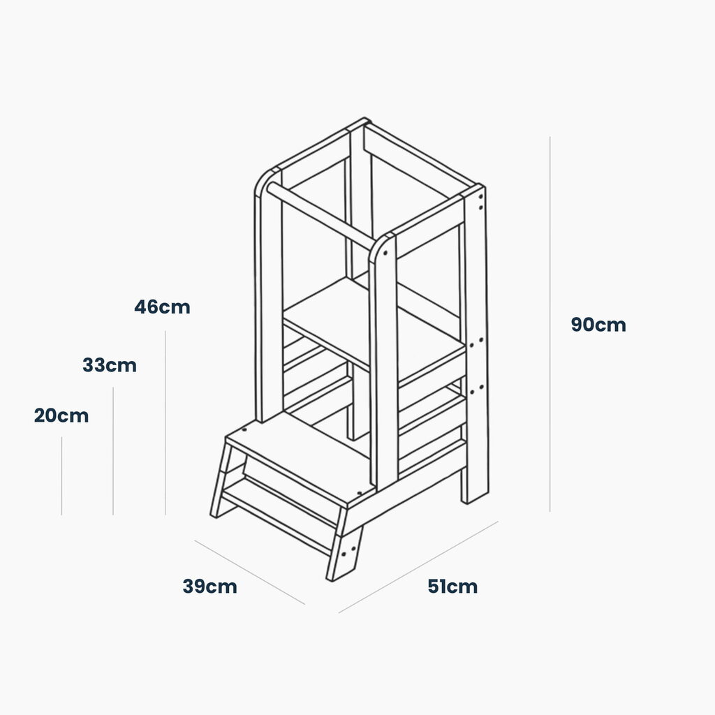 MeowBaby® Montesori virtuves palīgs Koka mācību/skatu tornis, dabas cena un informācija | Bērnu krēsliņi un bērnu galdiņi | 220.lv