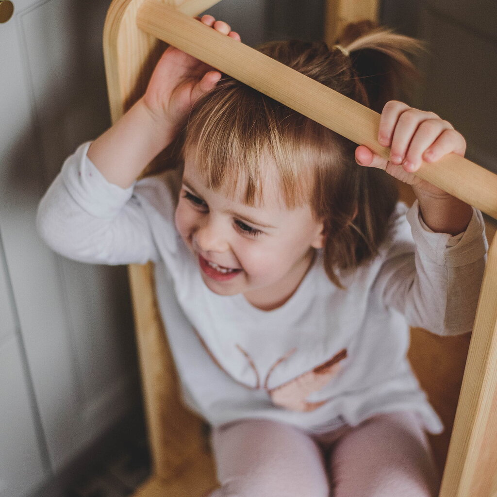 MeowBaby® Montessori virtuves palīgs koka mācību/novērošanas tornis, balts цена и информация | Bērnu krēsliņi un bērnu galdiņi | 220.lv