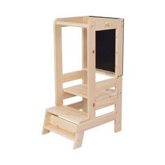 MeowBaby® Montessori virtuves palīgs koka mācību tornis, dabisks ar melnu galdu цена и информация | Детские столы и стулья | 220.lv
