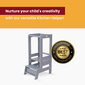 MeowBaby® Montessori virtuves palīgs koka mācību/skatu tornis, tumši pelēks cena un informācija | Bērnu krēsliņi un bērnu galdiņi | 220.lv