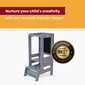 MeowBaby® koka Montessori mācību tornis, melns ar dabīgiem elementiem ar dēli cena un informācija | Bērnu krēsliņi un bērnu galdiņi | 220.lv