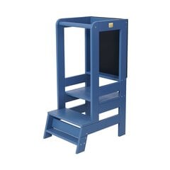 MeowBaby® Montessori virtuves palīgs koka mācību tornis, zils ar melnu galdu cena un informācija | Bērnu krēsliņi un bērnu galdiņi | 220.lv
